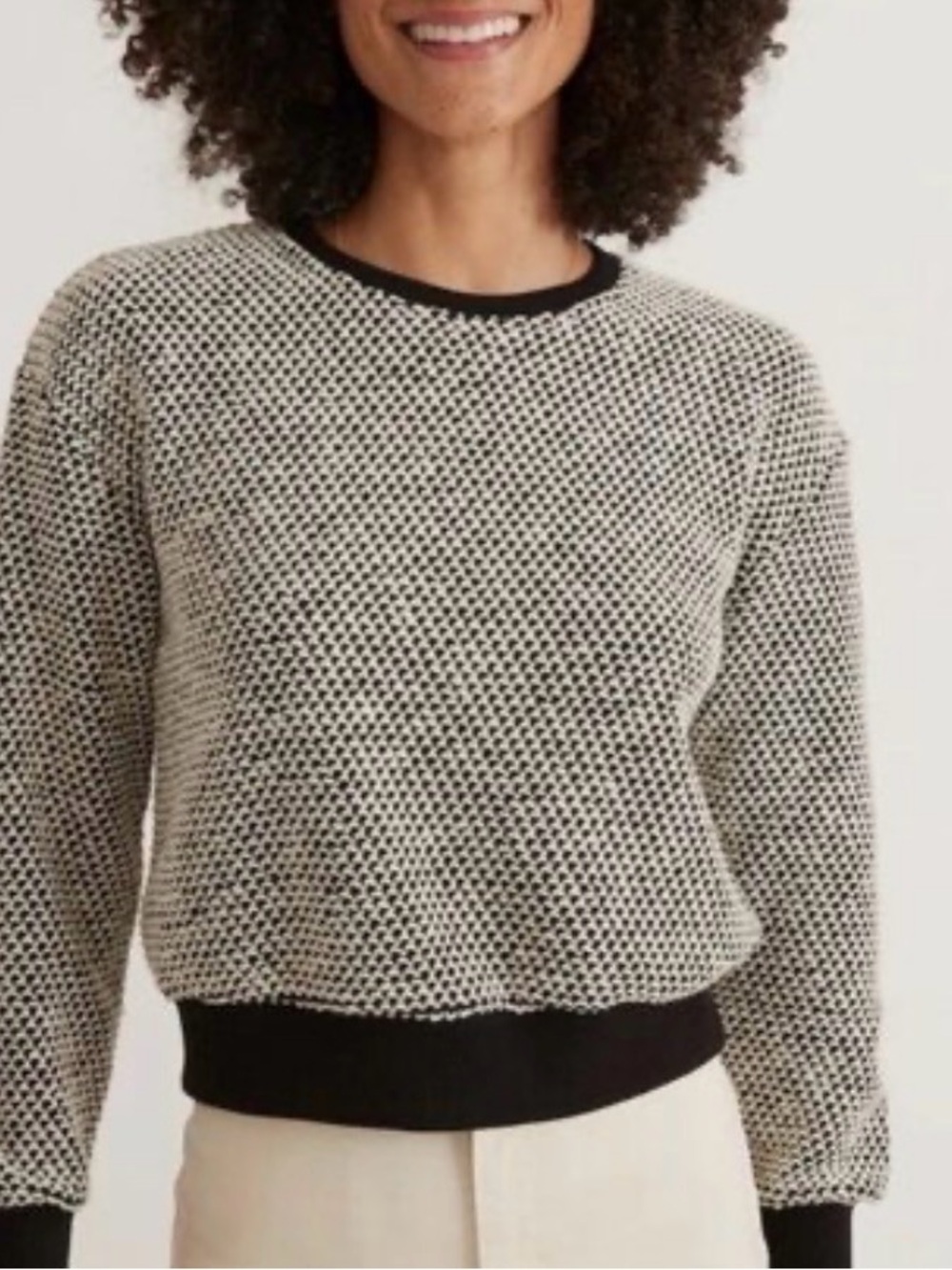 Marine Layer cosy cottagecore Black & White Textured Crew Sweater